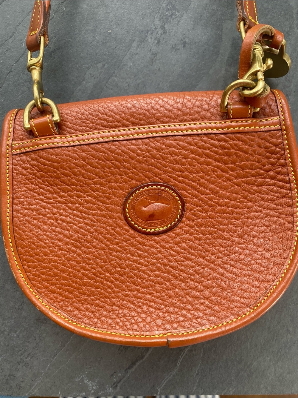 Vintage DOONEY & Bourke made in USA mini bag Rust Leather Saddle Crossbody - Picture 2 of 8